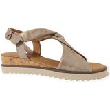 Gabor - Zilveren Metallic Leren Sandalen - Dames - G-Breedte - 25 mm Sleehak