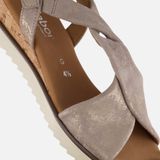 Gabor - Zilveren Metallic Leren Sandalen - Dames - G-Breedte - 25 mm Sleehak