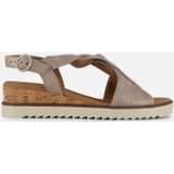 Gabor - Zilveren Metallic Leren Sandalen - Dames - G-Breedte - 25 mm Sleehak