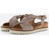 Gabor - Zilveren Metallic Leren Sandalen - Dames - G-Breedte - 25 mm Sleehak