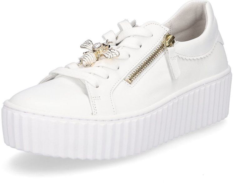 Gabor - Sneakers - Wit - Leer - Uitneembare Binnenzool, Functionele Ritsen, Wijdte F