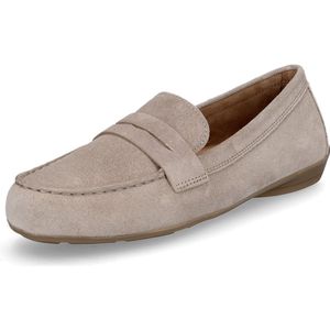 Gabor - Beige Suède Mocassins - Flexibele Rubberen Zool - Leren Voering