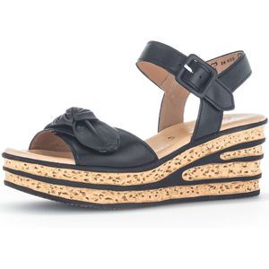 Gabor - Sandalen - Zwart - Lederen - Plateauzool met Strik