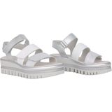 Gabor - Zilveren Sandalen - Grijs - Leer - Drievoudige Klittenbandsluiting