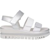 Gabor - Zilveren Sandalen - Grijs - Leer - Drievoudige Klittenbandsluiting