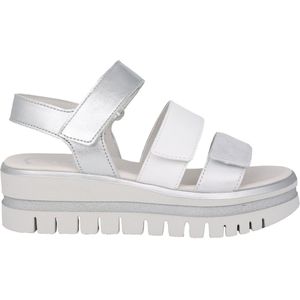 Gabor - Zilveren Sandalen - Grijs - Leer - Drievoudige Klittenbandsluiting
