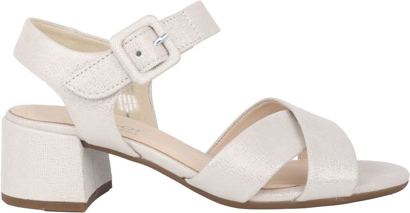 Gabor - Hoge Hak Sandalen - Grijs - Metallic Leer - Open Teen
