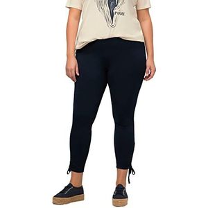 Ulla Popken, Dameslegging, grote maten, leggings met gatherings, marineblauw, 42/44 NL