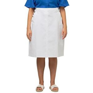 Ulla Popken, Damesrok, grote maten, jeansrok, A-lijn, sneeuwwit, 42-44