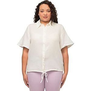 Ulla Popken, Dames, grote maten, korte hemdblouse om te knopen, gebroken wit, 46/48 NL