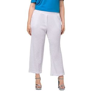 Ulla Popken Damesbroek, bubblestructuur vrijetijdsbroek, sneeuwwit, 44