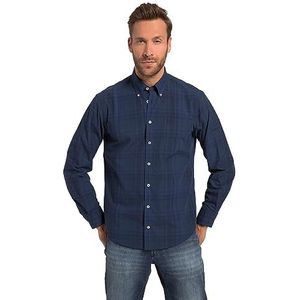 JP 1880 Geruit overhemd, lange mouwen, button-down-kraag, moderne pasvorm, tot 8XL herenoverhemden, Kobalt Blauw