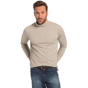 JP 1880, Heren, grote maten, shirt met lange mouwen, rolkraag, melange-jersey, Natuurlijke melange, 3XL