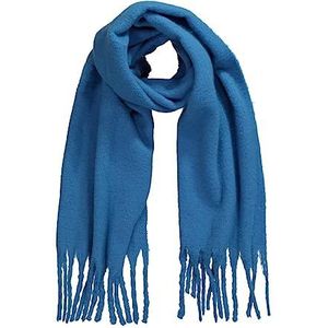 Ulla Popken Neon sjaal met franjes voor dames, Benzine Blauw
