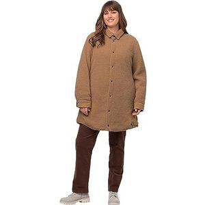 Ulla Popken Omkeerbare jas voor dames, gewatteerde teddyjassen, zwart, 46/48 grote maten