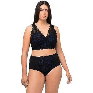 Ulla Popken, Dames, grote maten, bralette, softcups, 2-kleurig, kobaltblauw, 85D