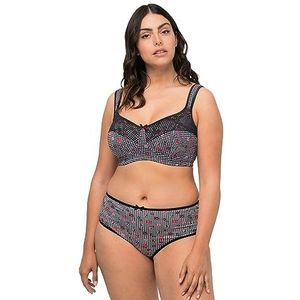 Ulla Popken, Dames, grote maten, reliëfbeha, houndstooth, zwart, 95C