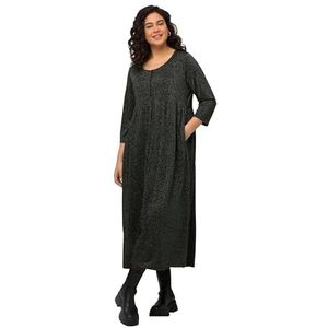 Ulla Popken Damesjurk met ritssluiting, zwart, 46/48 Grote maten