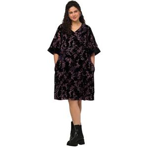 Ulla Popken Aline damesjurk, fluwelen jurk, marineblauw, 42/44 Grote maten