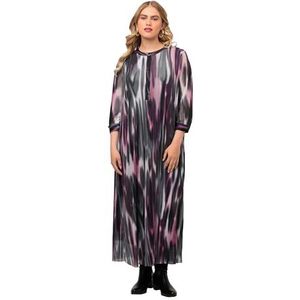 Ulla Popken Damesjurk van meshstof, wazige print, pruim, 54/56 Grote maten