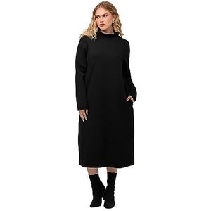 Ulla Popken Dames sweatjurk, structuur jurken, zwart, 42/44 Grote maten
