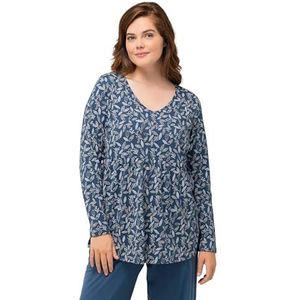 Ulla Popken Nachtjapon met print voor dames, blauw, 42/44