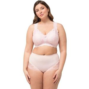 Ulla Popken Bralette voor dames, kant, ritssluiting, zonder beugel, cups A/B en C/D, lichtroze, 110B, Lichtroze