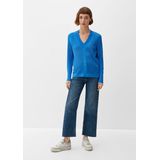 s.Oliver - Trui - Blauw - Viscose - V-hals, Effen, Lange Mouw, Losse Pasvorm