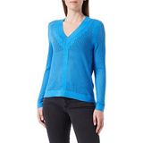 s.Oliver - Trui - Blauw - Viscose - V-hals, Effen, Lange Mouw, Losse Pasvorm