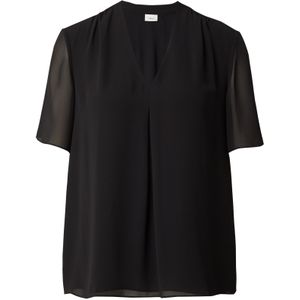 Blouse - Grijs/Black - V-hals - Halve Armlengte - Doorgestikt