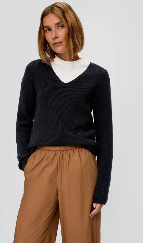 S.Oliver Ribgebreide Trui Zwart