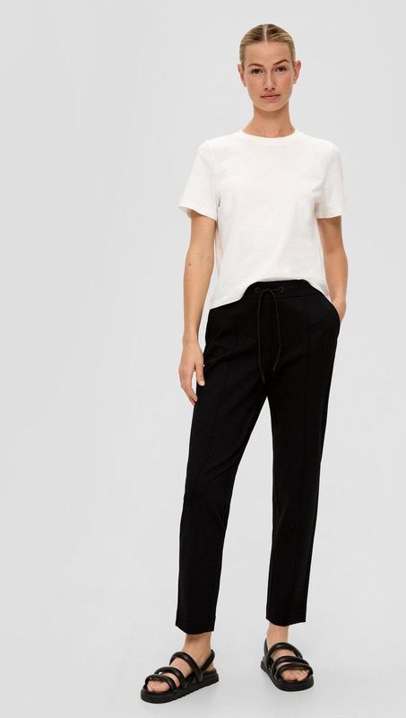 s.Oliver - Capri Broek - Zwart - Slimfit - 7/8 Lengte