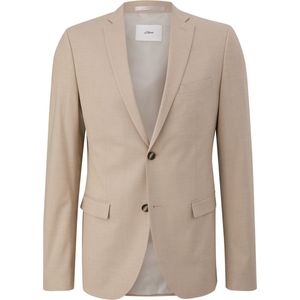 s.Oliver - Colbert - Blazer - Beige - Slim Fit, Knoopsluiting, Gedeeltelijk Gevoerd