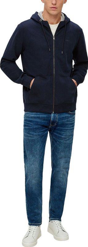 s.Oliver - Sweatvest - Navy - Capuchon met Trekkoord - Lange Mouw