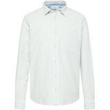 s.Oliver - Overhemd - Groen/Wit - Katoen - Gestreept, Knoopsluiting, Button-down Kraag, Lange Mouw