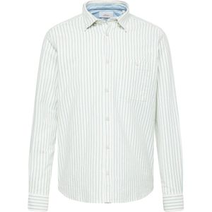 s.Oliver - Overhemd - Groen/Wit - Katoen - Gestreept, Knoopsluiting, Button-down Kraag, Lange Mouw