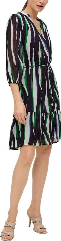 s.Oliver BLACK LABEL - Jurk - Navy - Chiffon - Knielengte - Lange Mouw