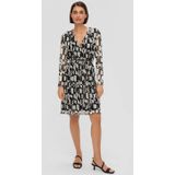 s.Oliver - Elegante Mesh-Jurk - Wikkellook - Zwart - Polyester