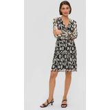 s.Oliver - Elegante Mesh-Jurk - Wikkellook - Zwart - Polyester