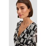 s.Oliver - Elegante Mesh-Jurk - Wikkellook - Zwart - Polyester