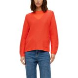 Bright Red - Pullover - Katoen/Polyacryl - V-hals, Lange Mouwen