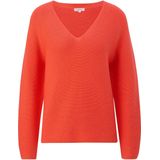 Bright Red - Pullover - Katoen/Polyacryl - V-hals, Lange Mouwen
