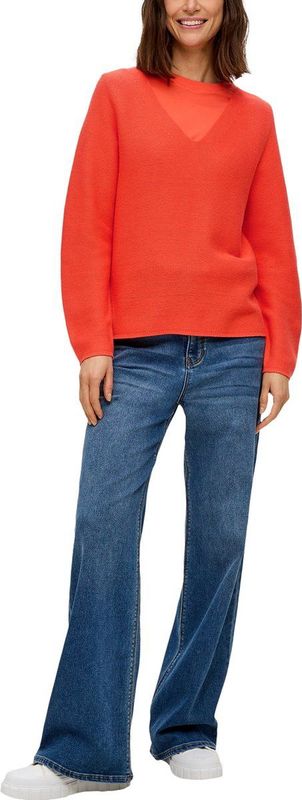 Bright Red - Pullover - Katoen/Polyacryl - V-hals, Lange Mouwen