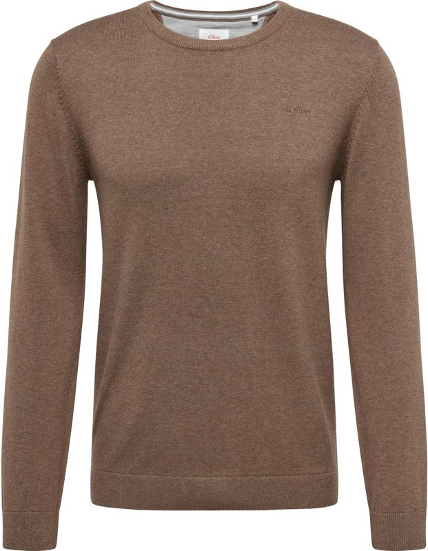 s.Oliver - Trui - Bruin - Knitwear - Ronde Hals, Lange Mouw, Normale Pasvorm