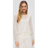 s.Oliver - Trui - Ecru - Knitwear - Ronde Hals, Lange Mouw, Losse Pasvorm