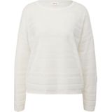 s.Oliver - Trui - Ecru - Knitwear - Ronde Hals, Lange Mouw, Losse Pasvorm
