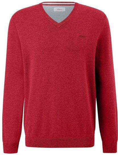 Gebreide Trui - Katoen - V-hals - Geborduurd Logo - Heren