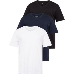 s.Oliver - Shirt - Navy - 3 Pack - Kwartmouw - Ronde Hals - Effen