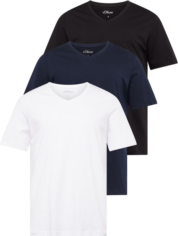 s.Oliver - Shirt - Navy - 3 Pack - Kwartmouw - Ronde Hals - Effen