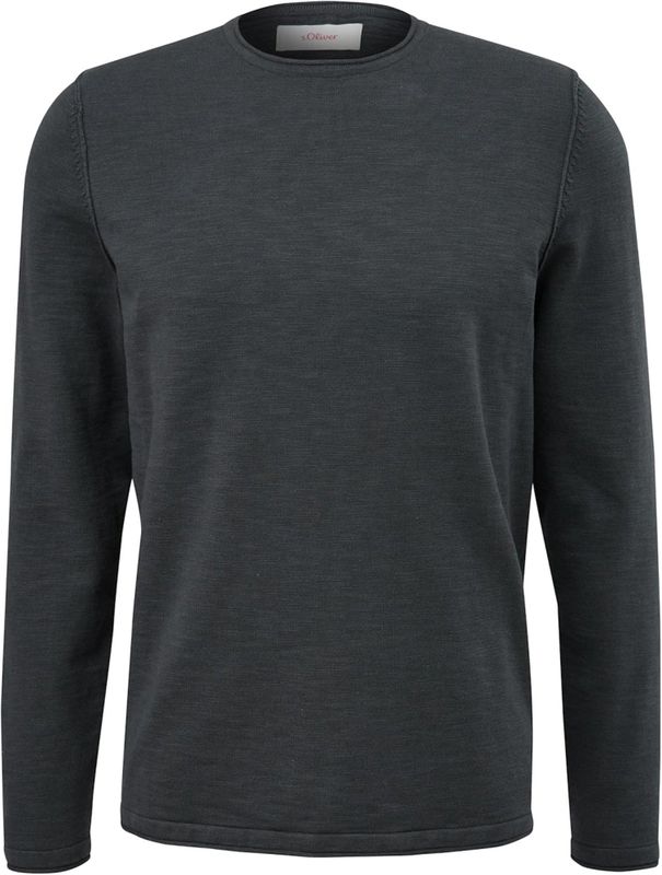 s.Oliver - Trui - Donkergrijs - Katoen - Ronde Hals